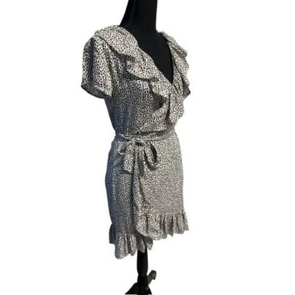 AMUSE SOCIETY CHEETAH WRAP COCKTAIL DRESS WHITE/BLACK REVOLVE SUMMER RESORT, BEA - Picture 3 of 7